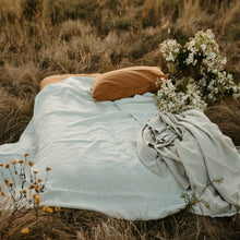Load image into Gallery viewer, 100% Flax Linen Duvet in Navy Pinstripes