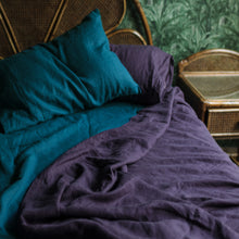 Load image into Gallery viewer, 100% Flax Linen Fitted Sheet in Petrol