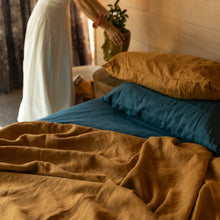 Load image into Gallery viewer, 100% Flax Linen Fitted Sheet in Petrol