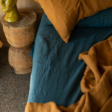 Load image into Gallery viewer, 100% Flax Linen Fitted Sheet in Petrol