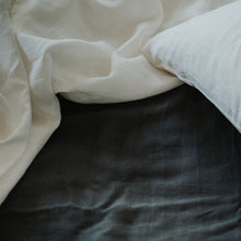 Load image into Gallery viewer, 100% Flax Linen Fitted Crib Sheet in Charcoal
