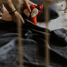 Load image into Gallery viewer, 100% Flax Linen Crib Set (Duvet and Pillowslip) in Charcoal