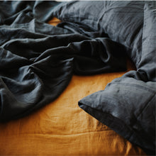 Load image into Gallery viewer, 100% Standard Flax Linen Pillowslips (set of two) in Charcoal (Linen Basket)