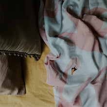 Load image into Gallery viewer, 100% Flax Linen Duvet in Swans + Dots Pillow slip