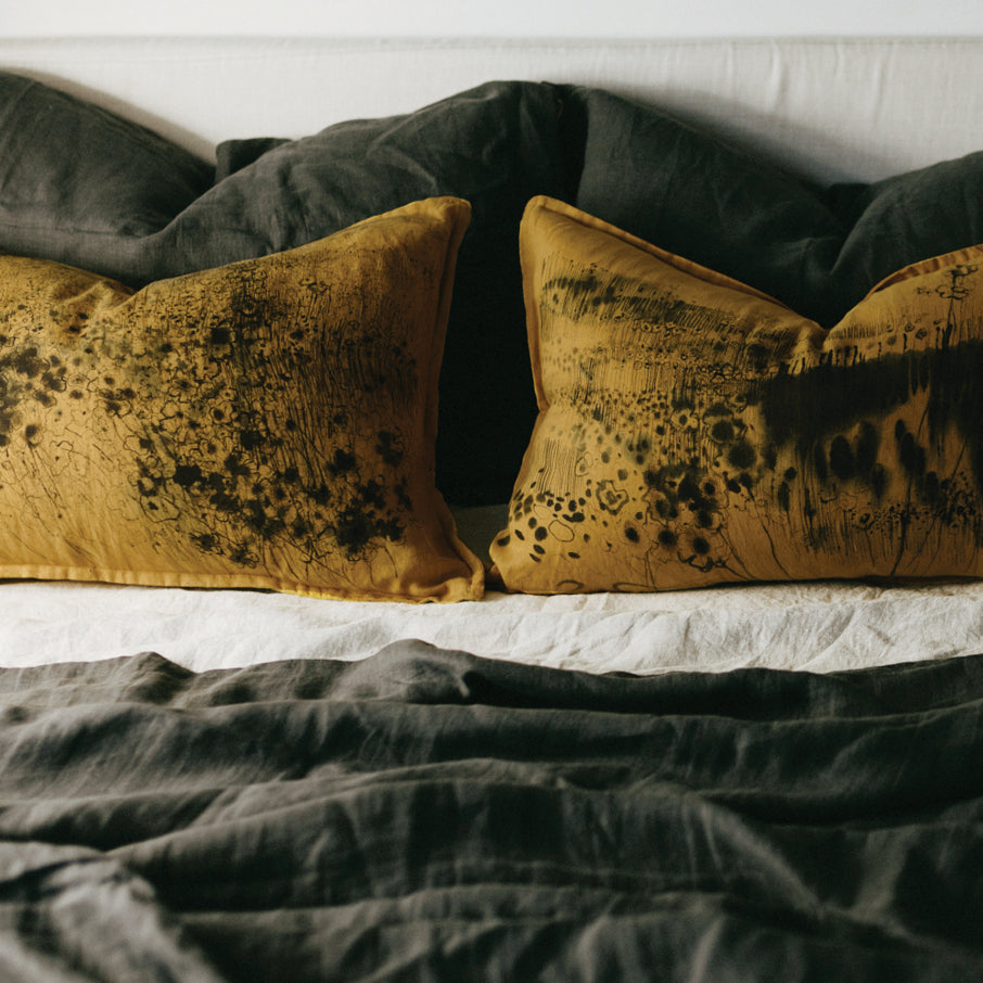 100% Flax Linen Pillowslips (set of two) in Charcoal