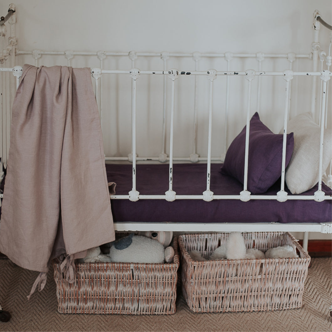 100% Flax Linen Crib Set (Duvet and Pillowslip) in Bramble