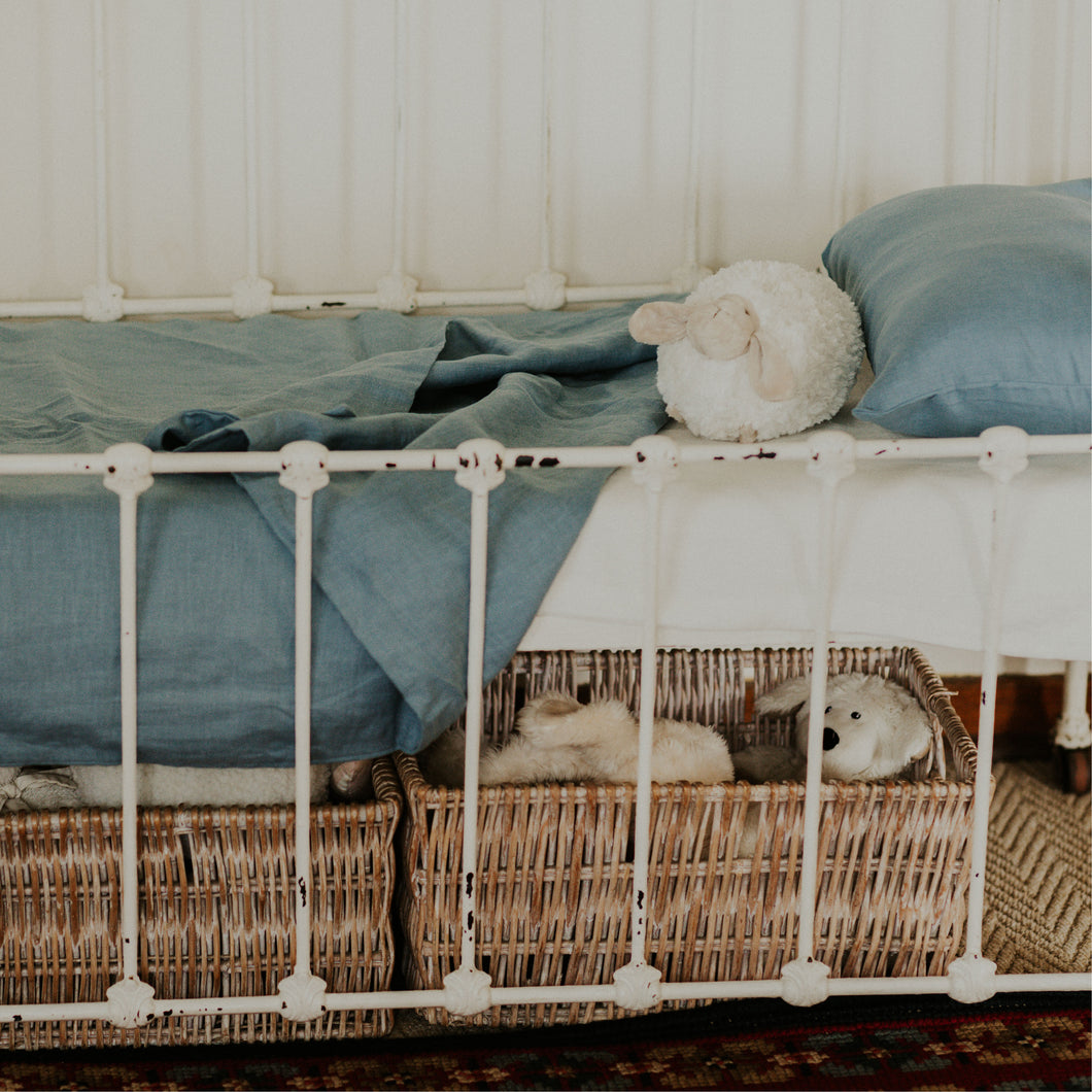 100% Flax Linen Crib Set (Duvet and Pillowslip) in Brook