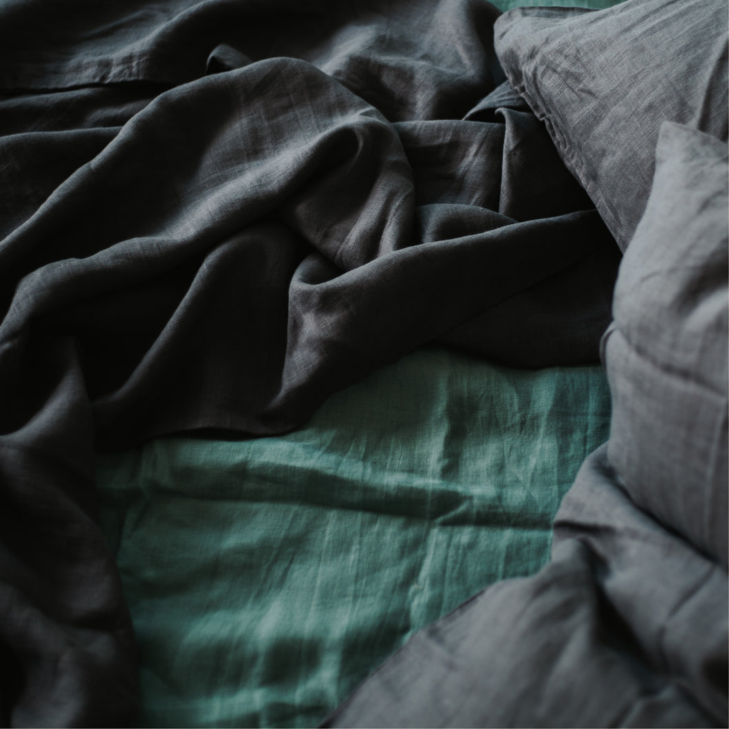 100% Flax Linen Duvet in Charcoal
