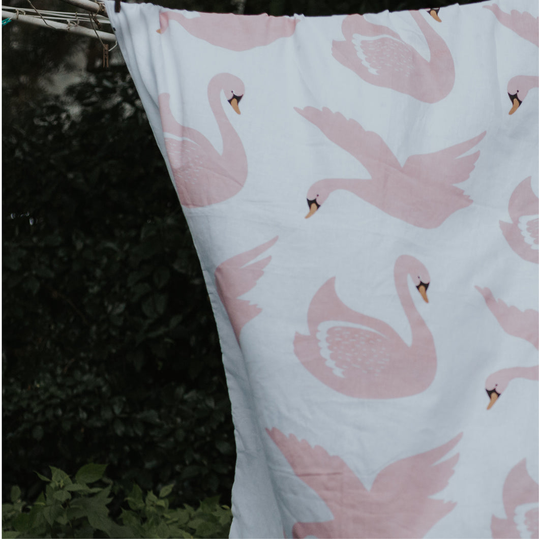 100% Flax Linen Duvet in Swans + Dots Pillow slip